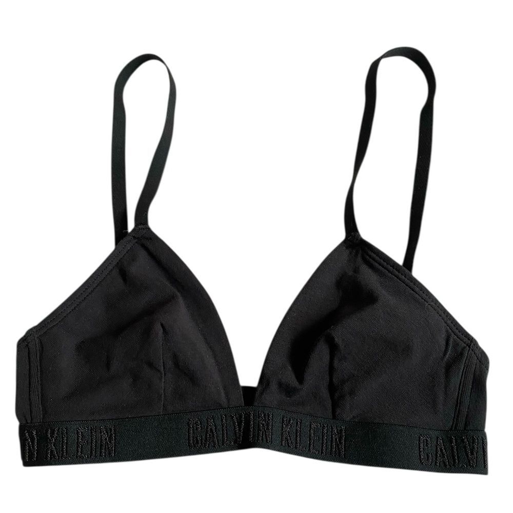 Calvin Klein Monochrome Logo Triangle Bralette Size S Black Feminine Coquette